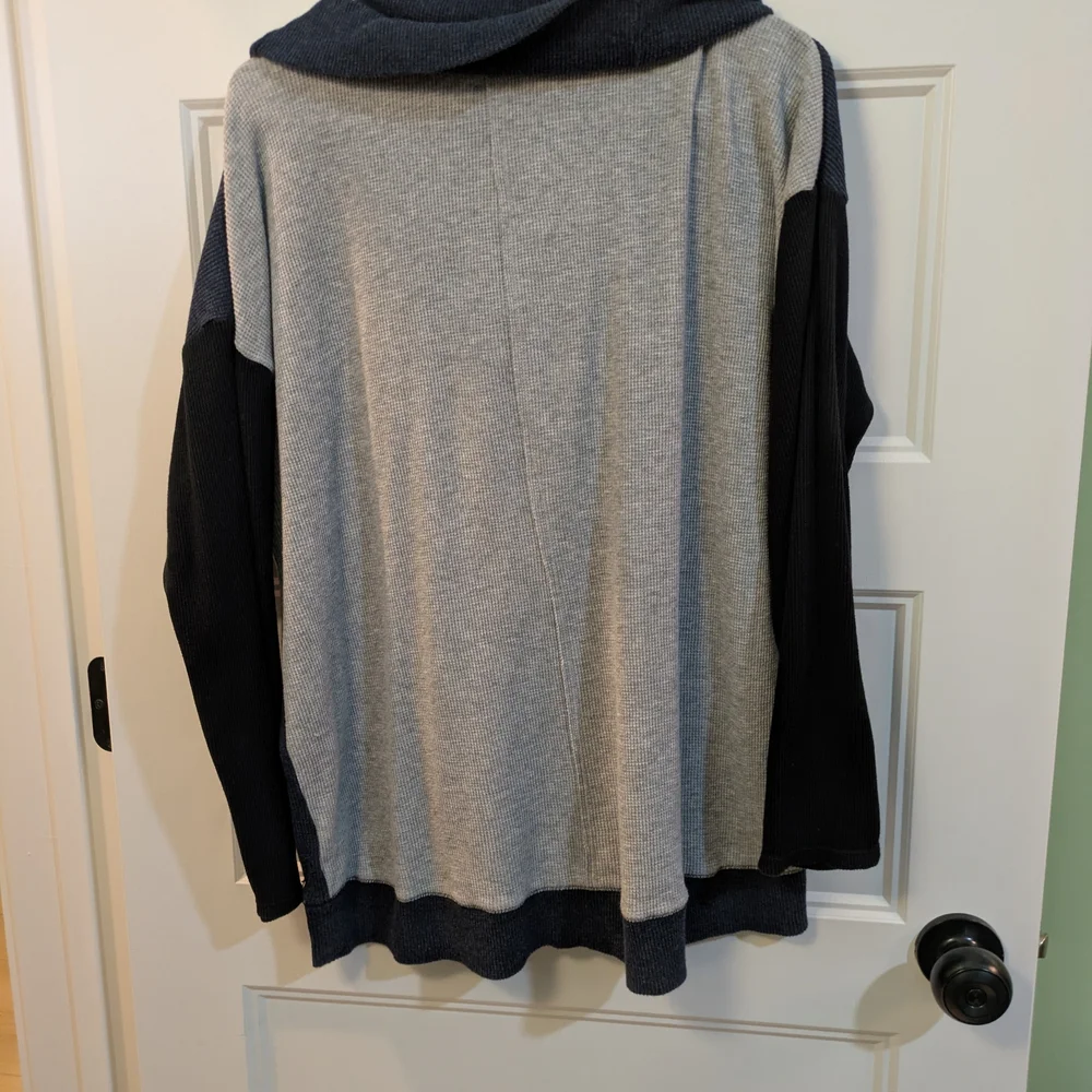 Calvin Klein Navy Cowl Neck top with Black Sleeves - Picture 7 of 10